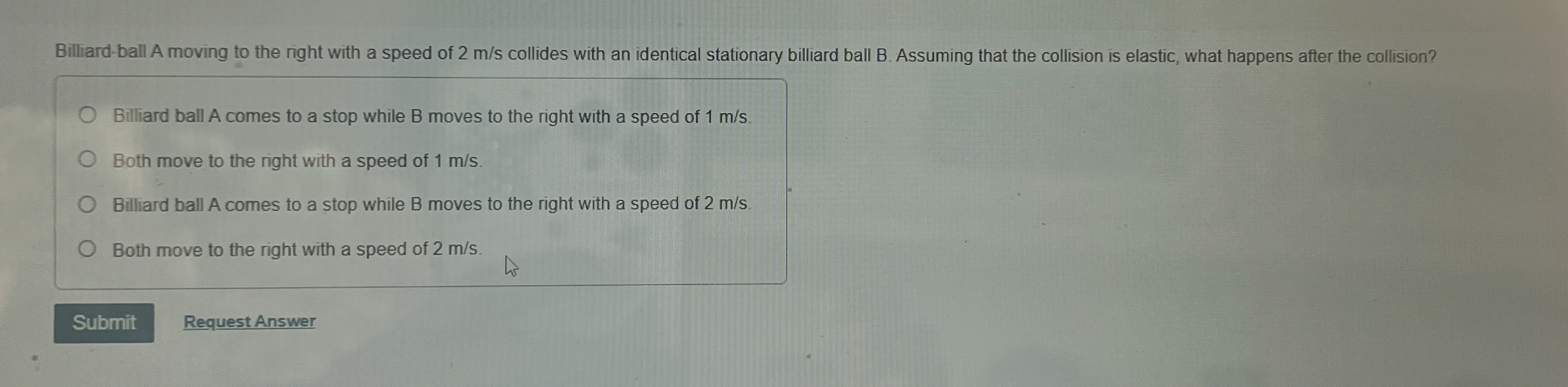 Billiard - ball A moving to the right with a