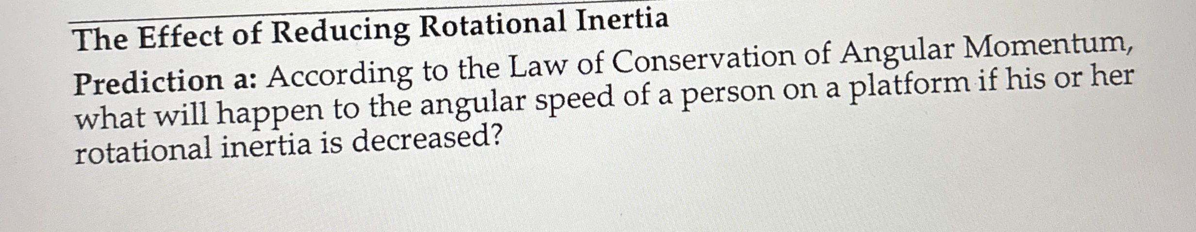 The Effect of Reducing Rotational Inertia
