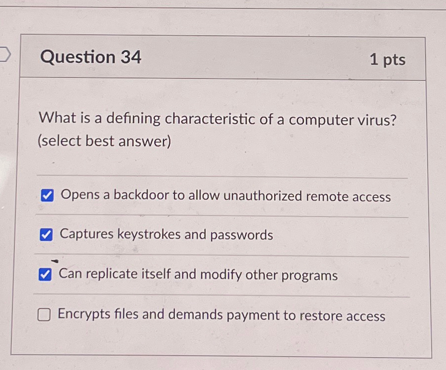 Question 3 4 1 p t s What is a defining