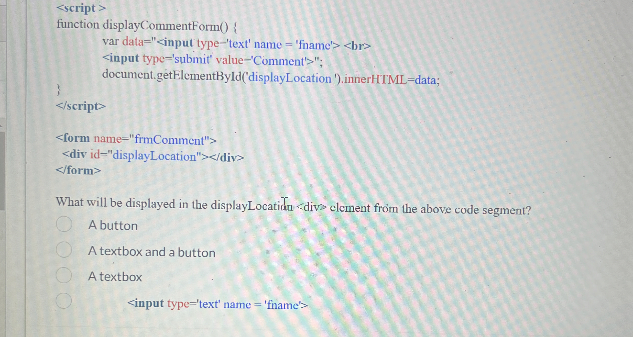 What will be displayed in the displayLocatish
