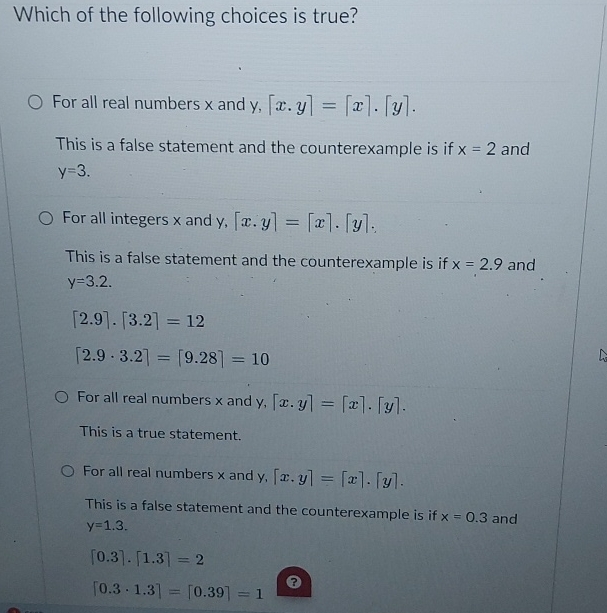 Which of the following choices is true? For all