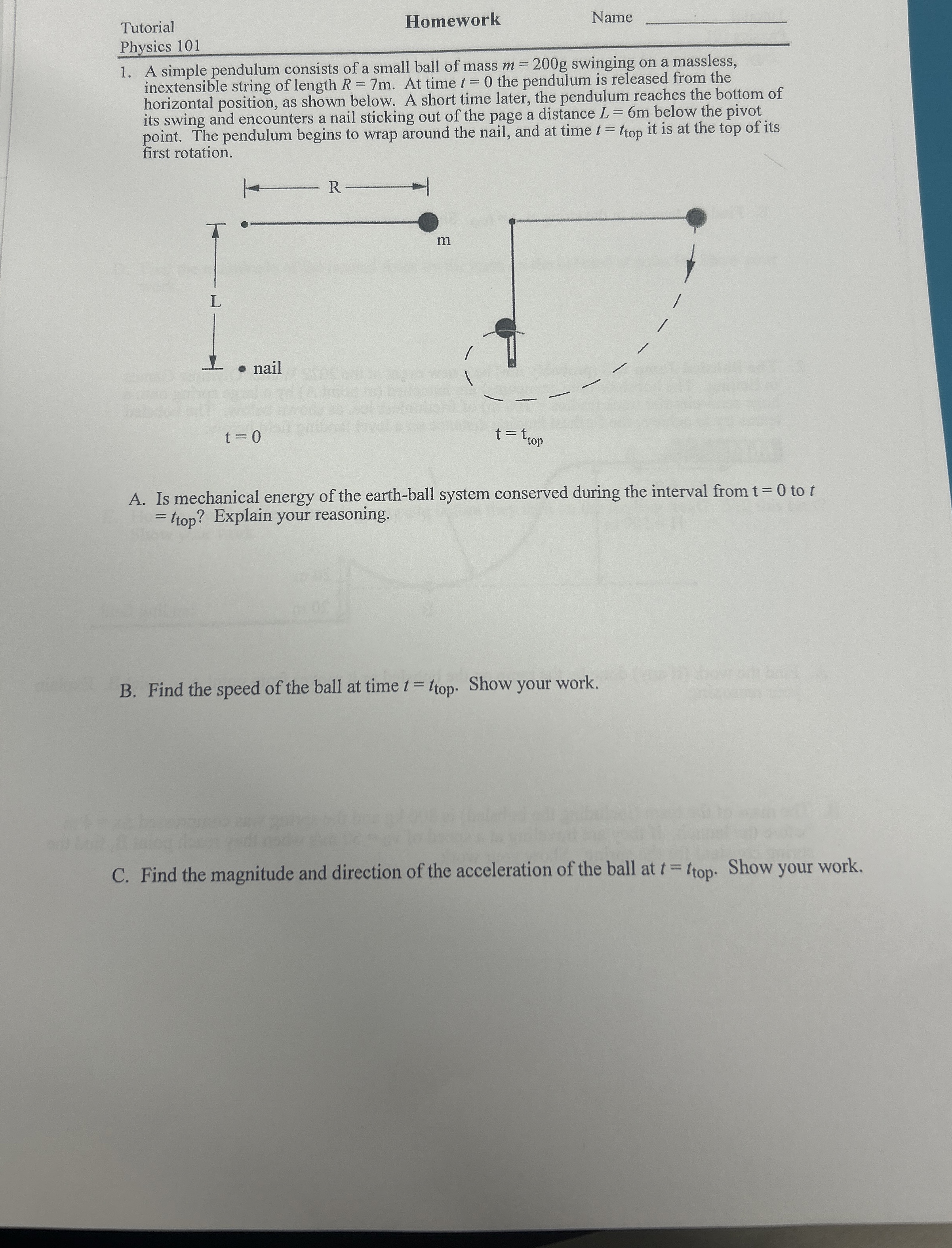 Tutorial Homework Name Physics 1 0 1 A simple