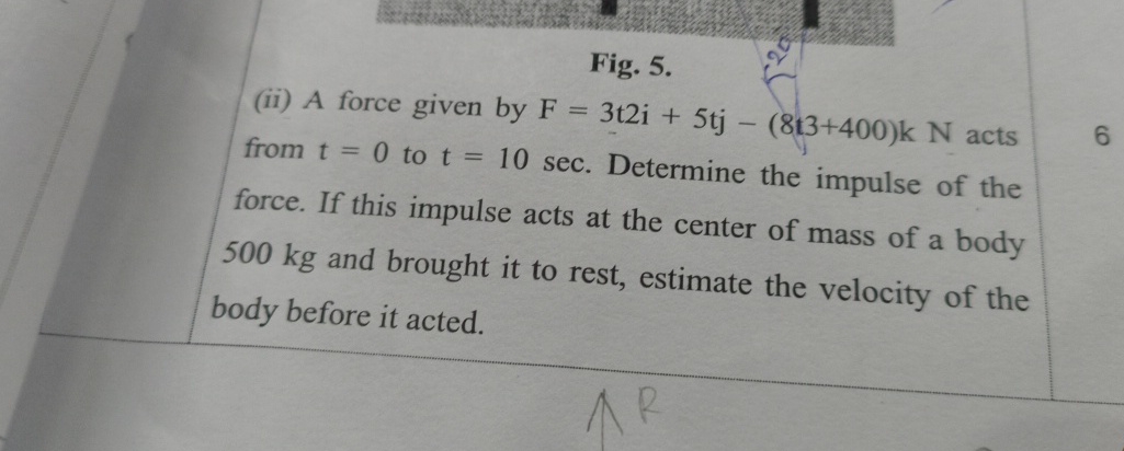 Fig. 5 . ( ii ) A force given by F = 3 t 2 i + 5