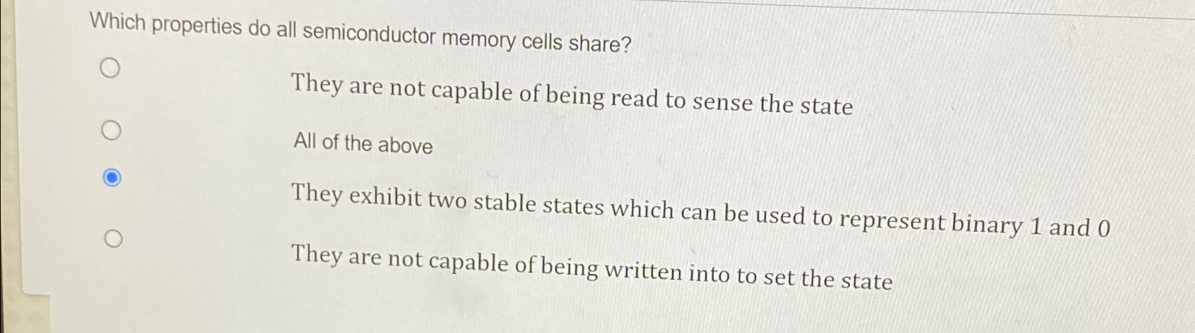 Which properties do all semiconductor memory