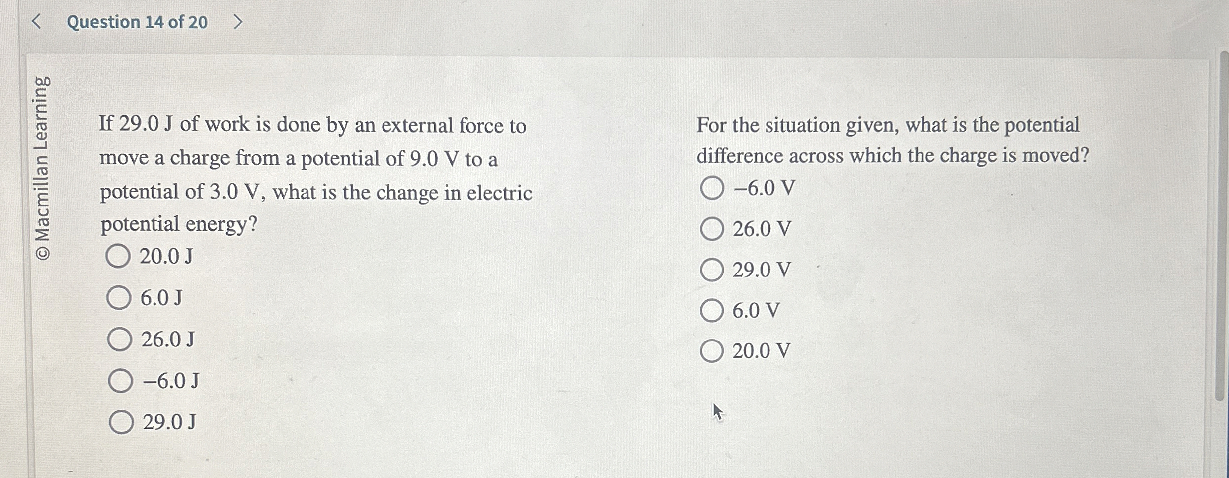 Question 1 4 of 2 0 If 2 9 . 0 J of work is done