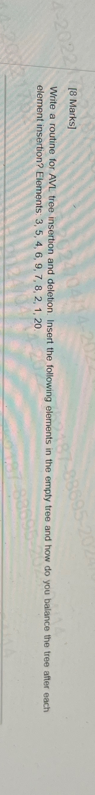 [ 8 Marks ] Write a routine for AVL tree