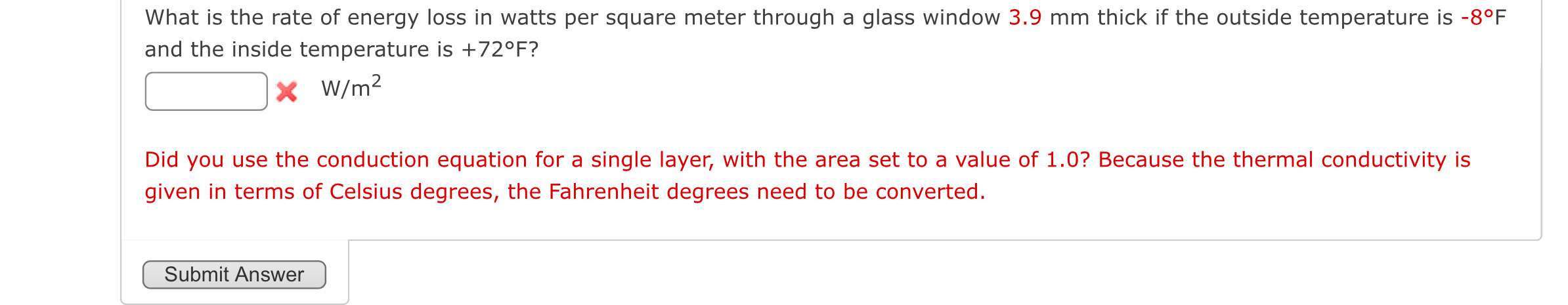 What is the rate of energy loss in watts per