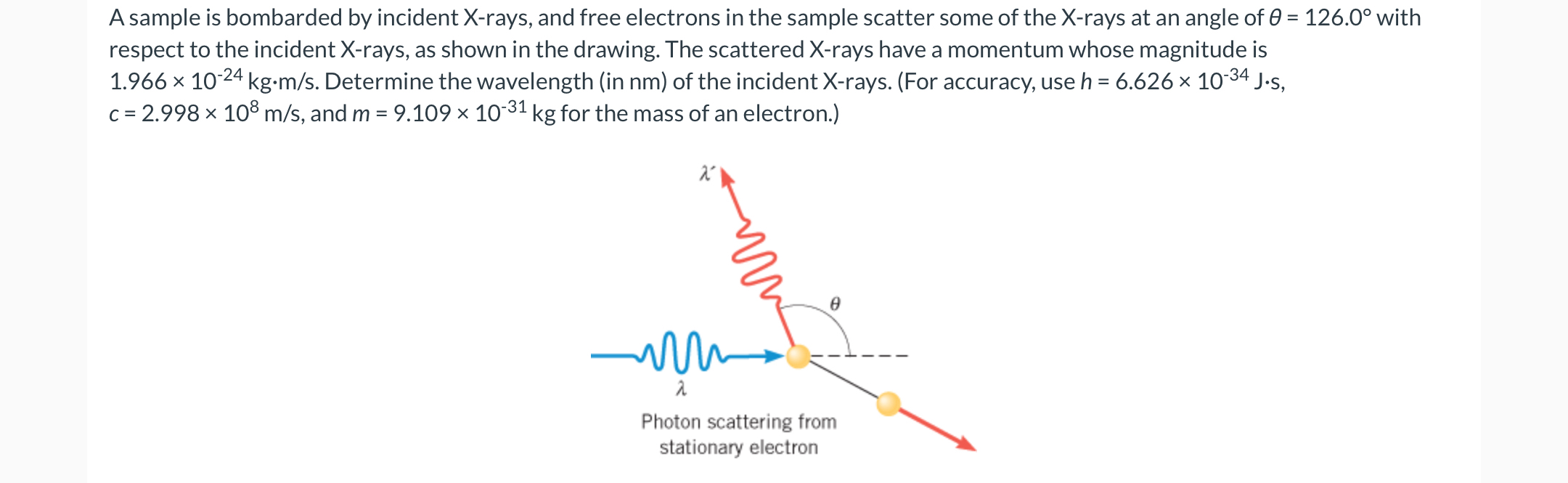 A sample is bombarded by incident x - rays, and