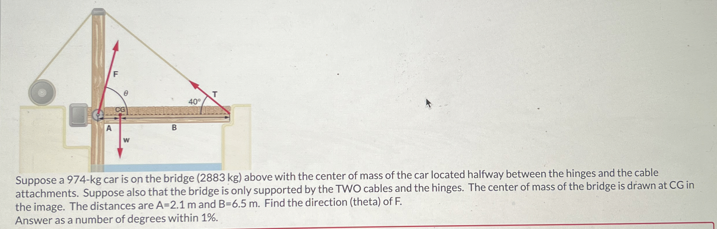 Suppose a 9 7 4 - k g car is on the bridge ( 2 8