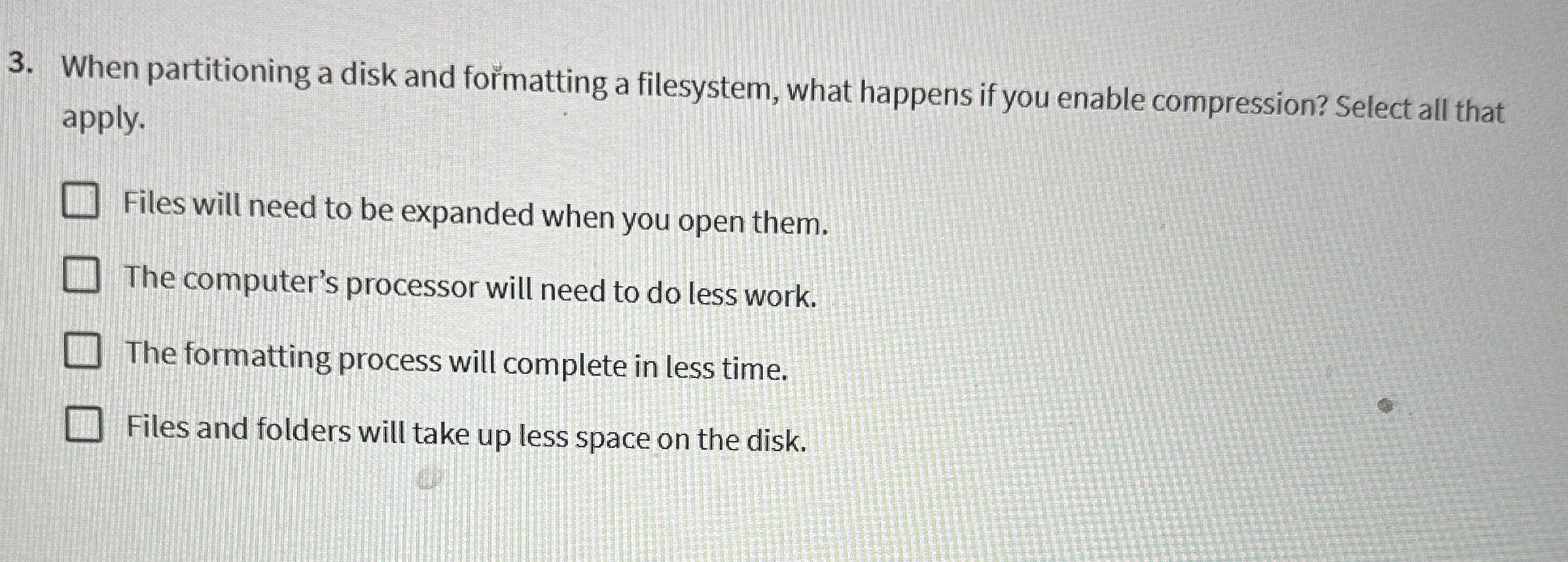 When partitioning a disk and formatting a