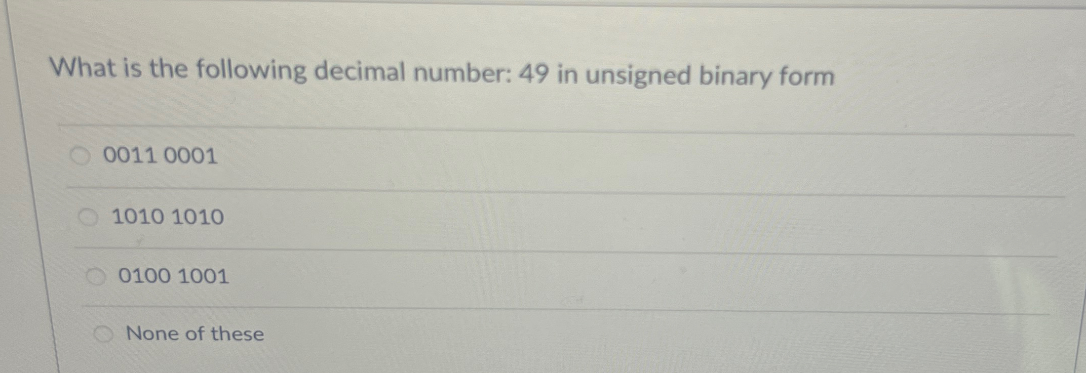 What is the following decimal number: 4 9 in