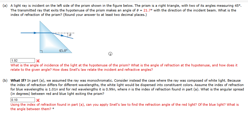 ( a ) A light ray is incident on the left side of