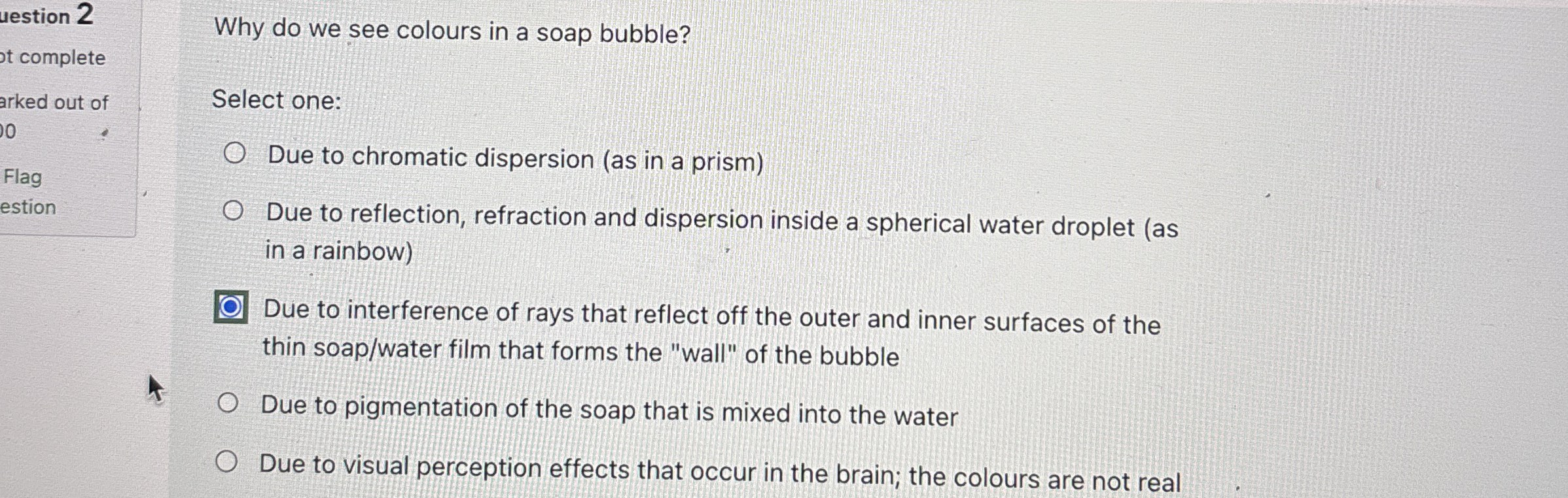 lestion 2 ot complete arked out of 1 0 Flag