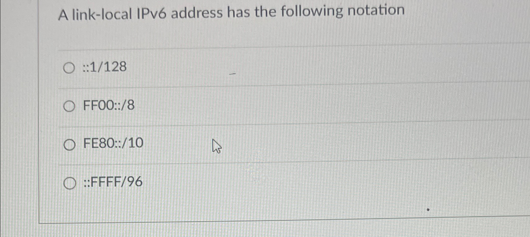 A link - local IPv 6 address has the following