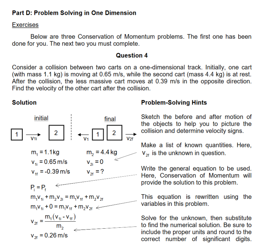 Part D: Problem Solving in One Dimension