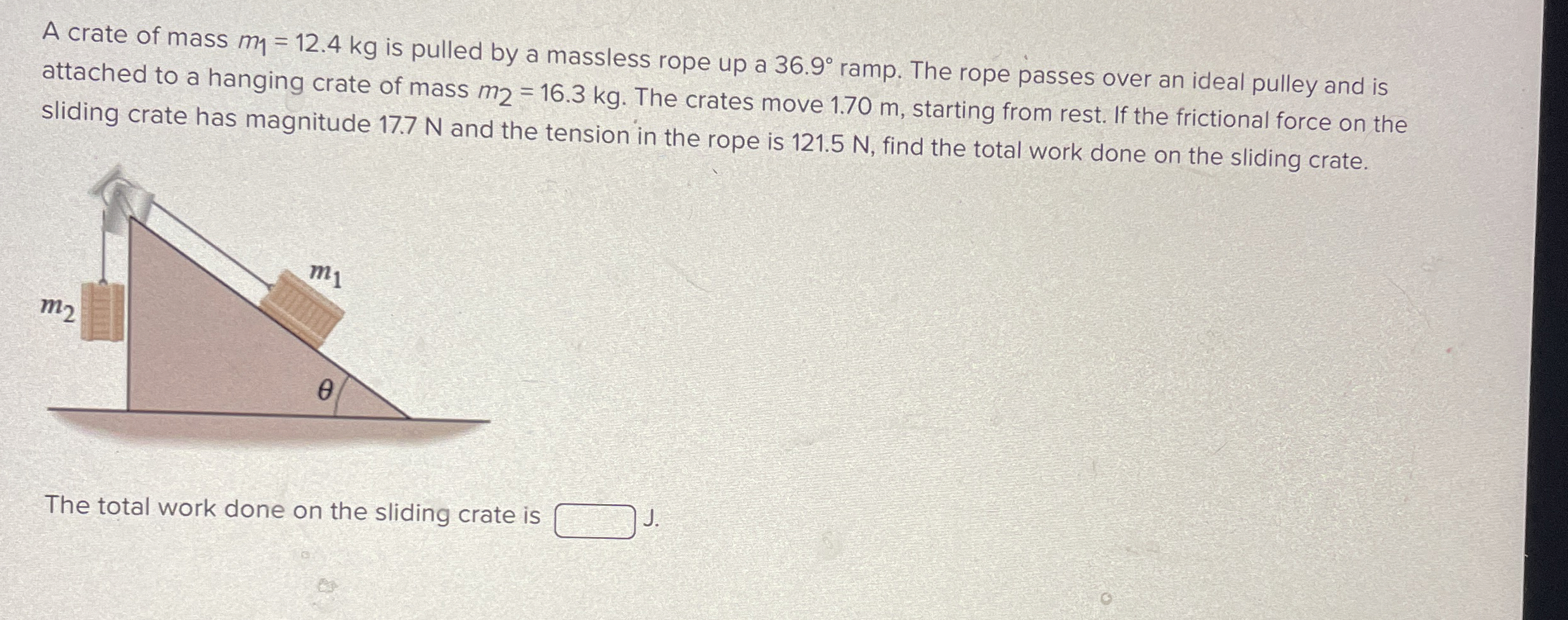 A crate of mass m 1 = 1 2 . 4 k g is pulled by a