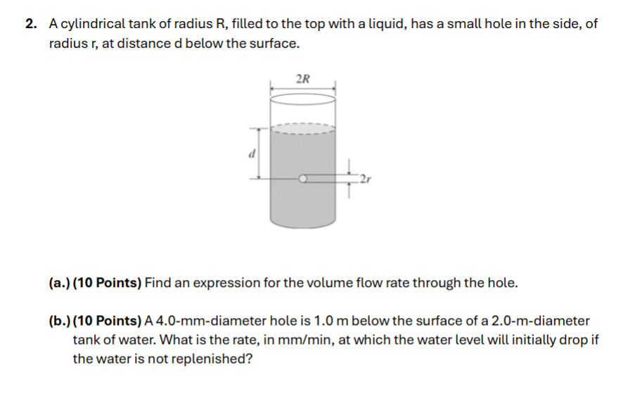 2 . A cylindrical tank of radius \ ( R \ ) ,