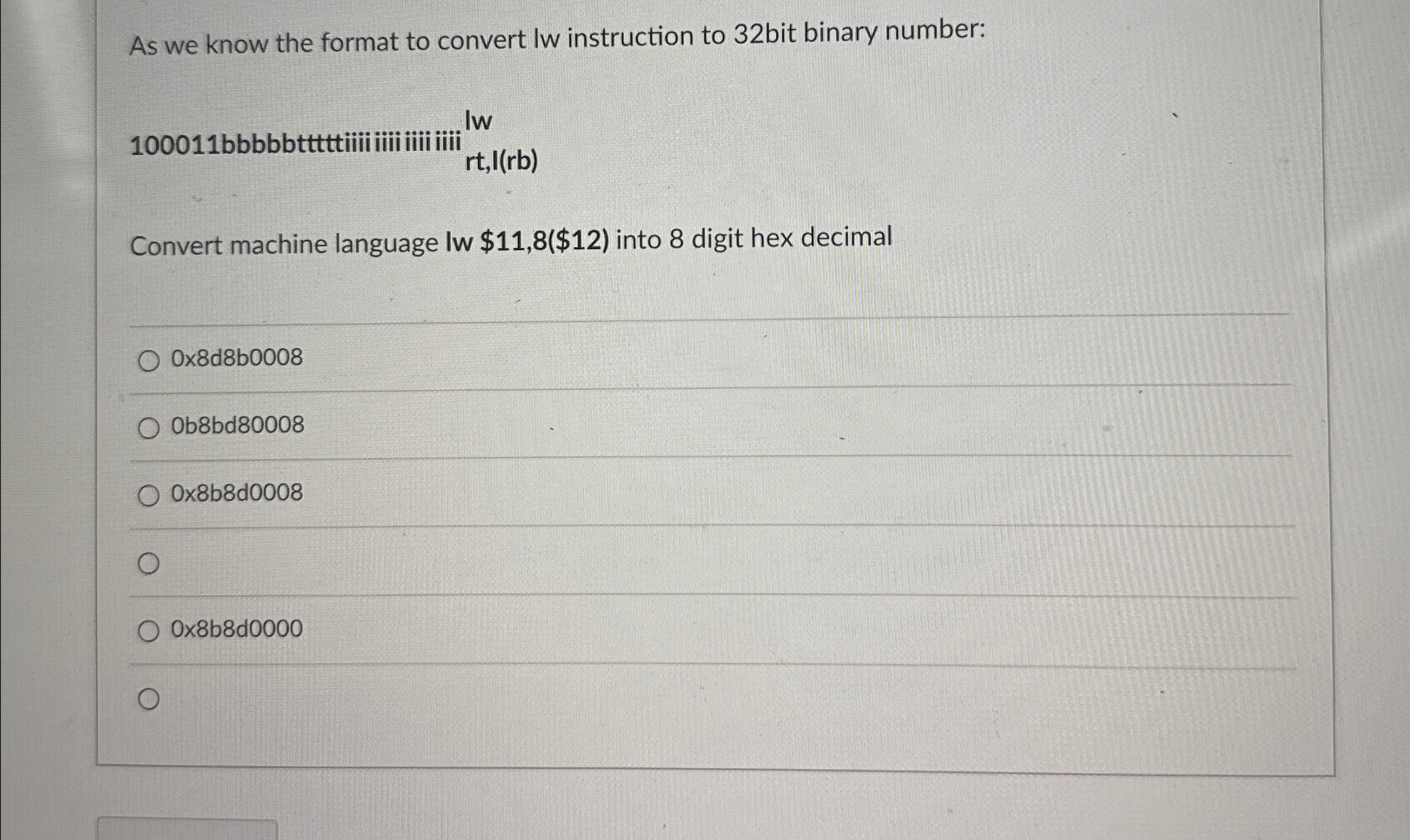 ( MIPS Assembly ) As we know the format to
