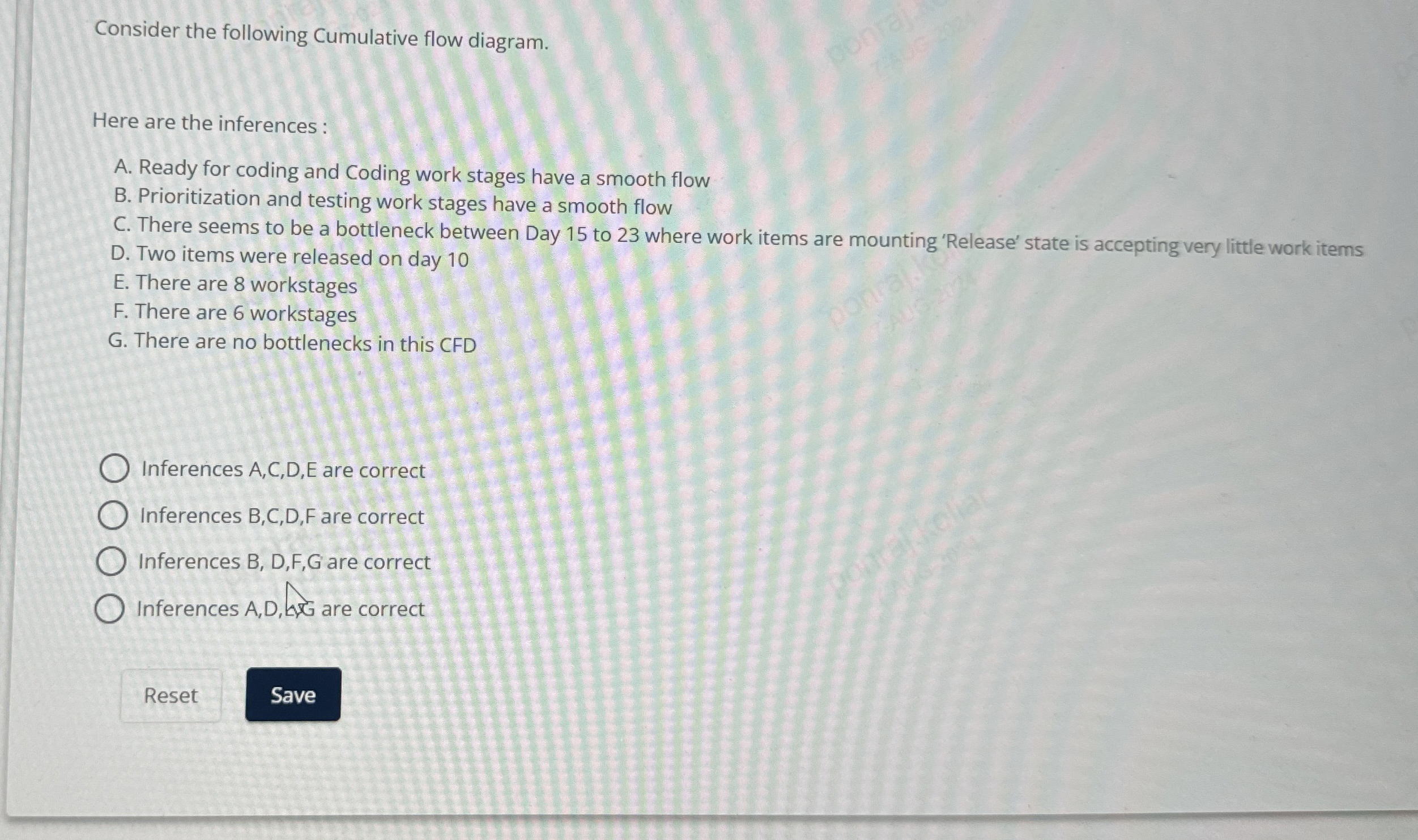 Consider the following Cumulative flow diagram.