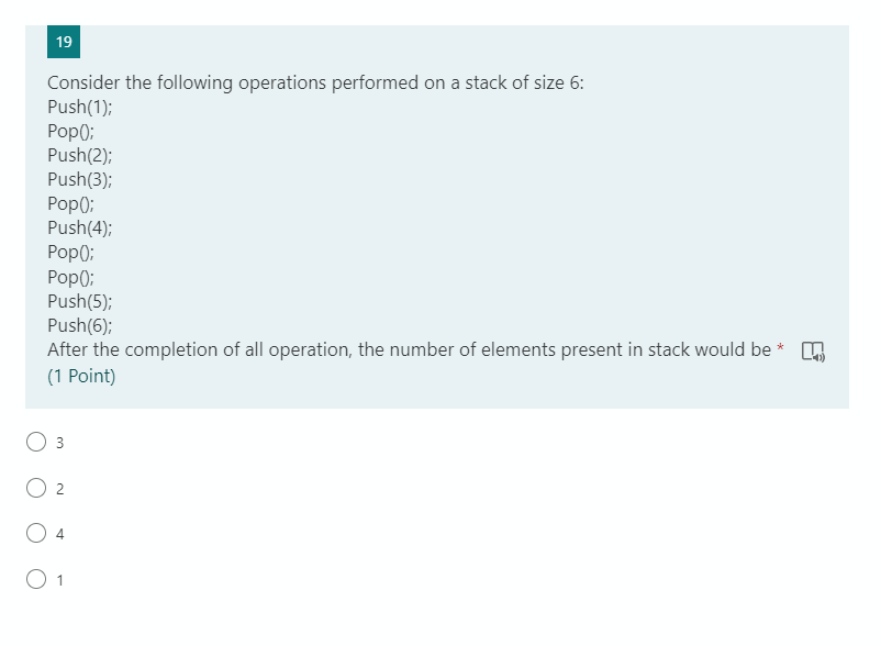 Consider a stack of size 6 and the following