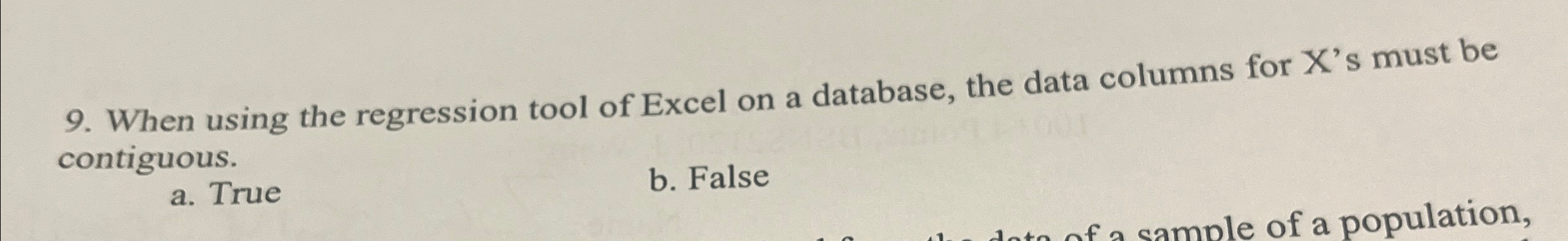 When using the regression tool of Excel on a