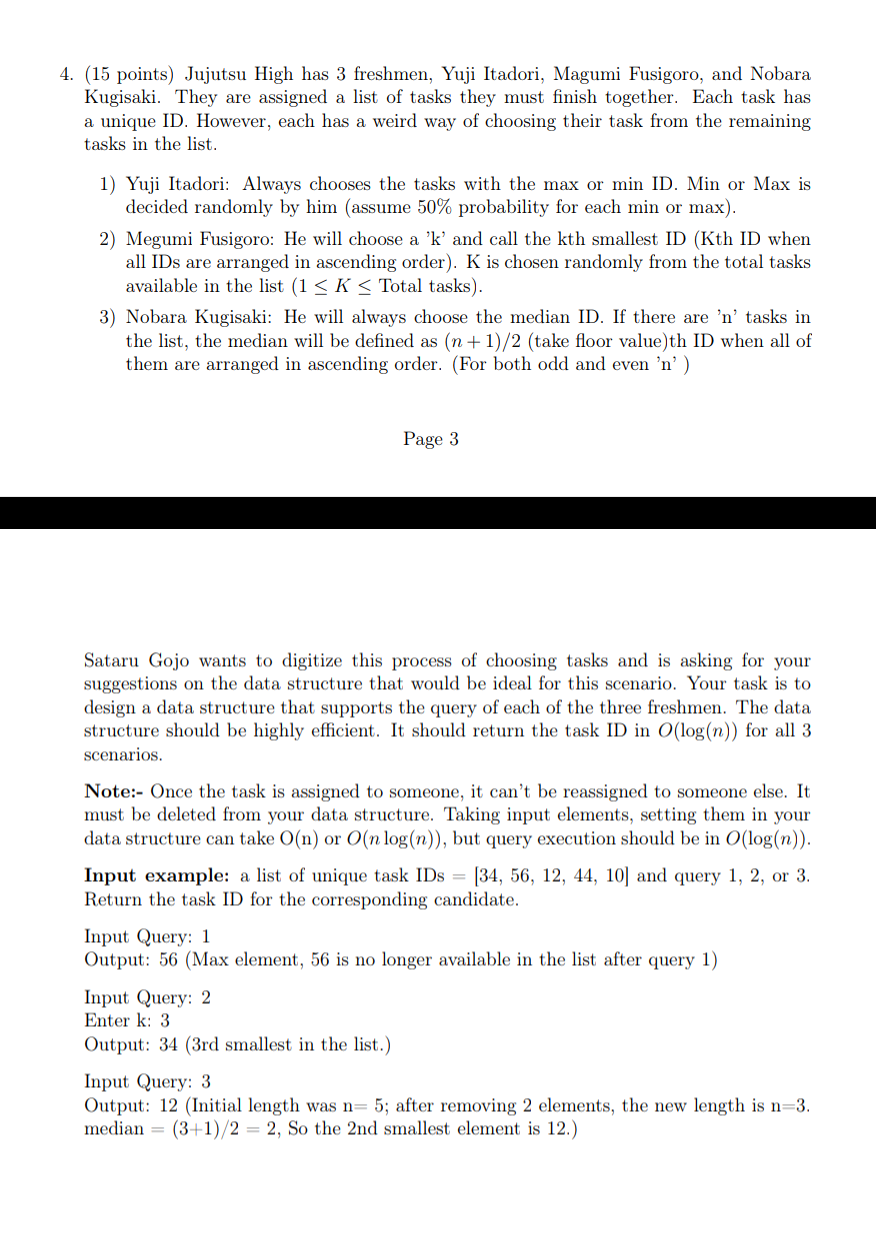 ( 1 5 points ) Jujutsu High has 3 freshmen, Yuji
