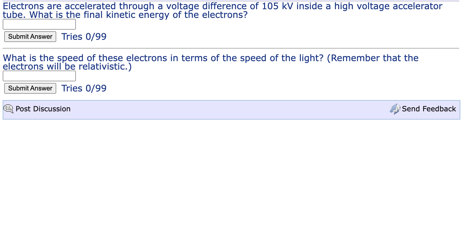 Electrons are accelerated through a voltage