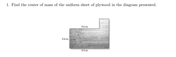 1 . Find the center of mass of the uniform sheet