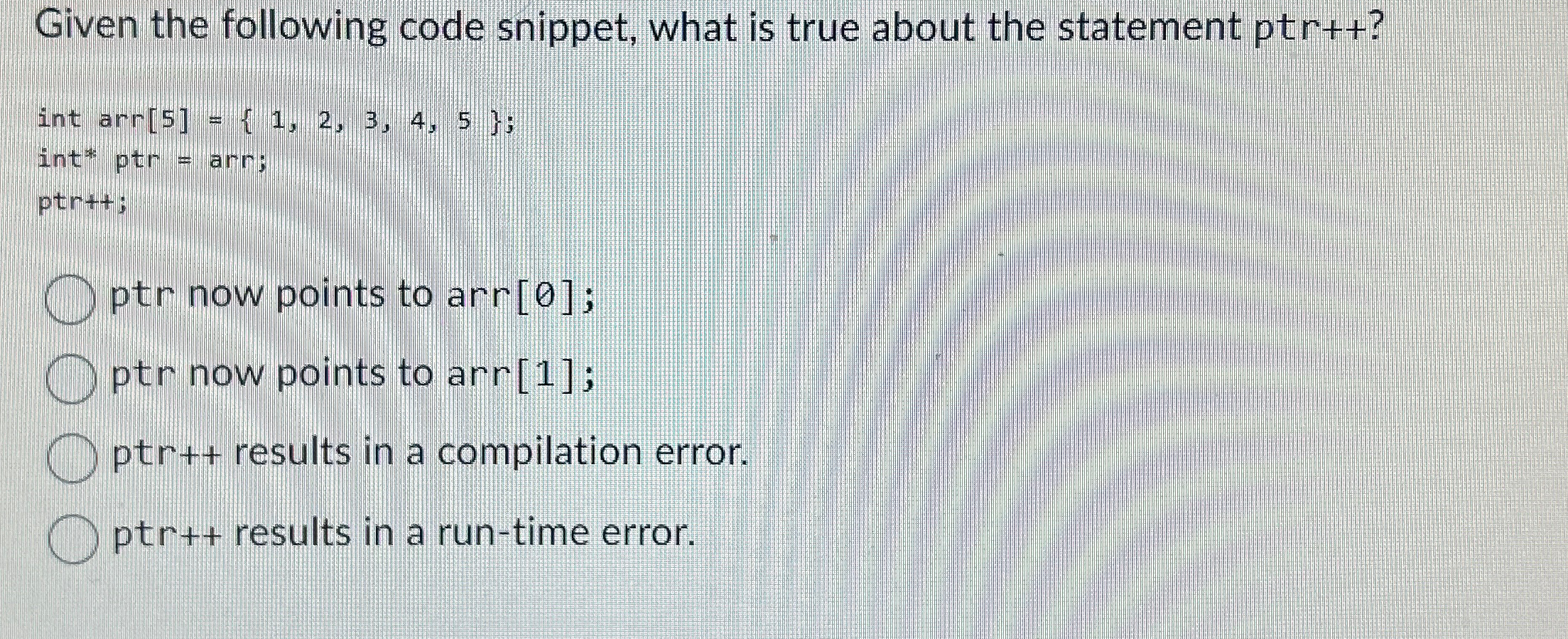 Given the following code snippet, what is true