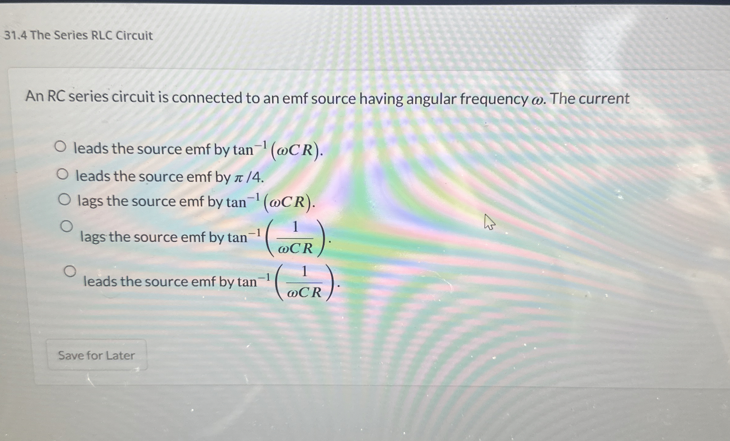 3 1 . 4 The Series RLC Circuit An RC series