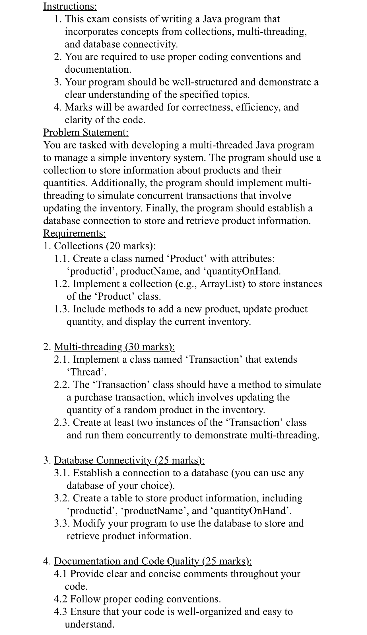 Instructions: This exam consists of writing a