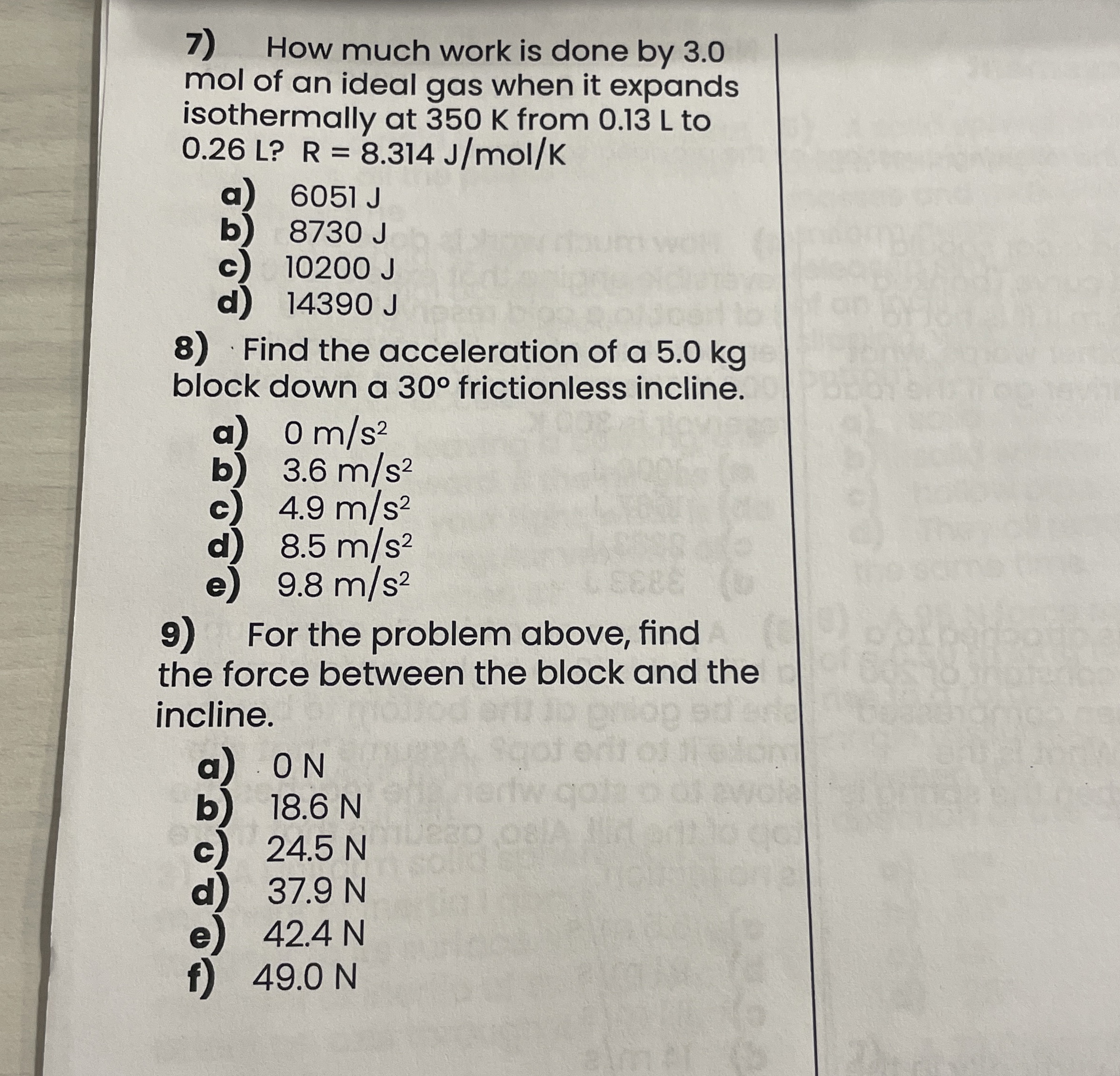 How much work is done by 3 . 0 mol of an ideal