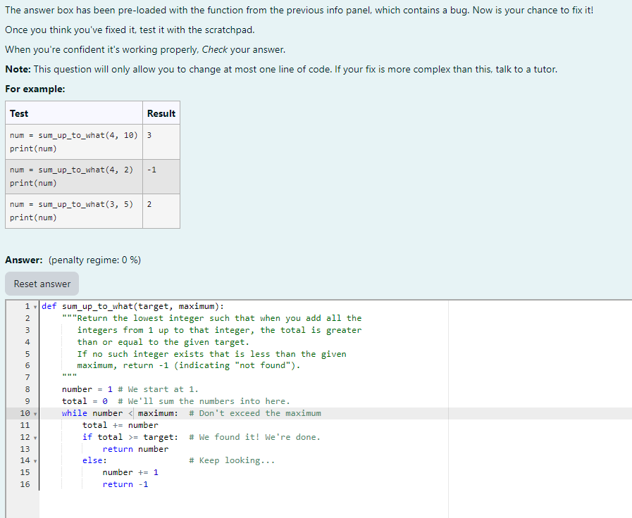 The answer box has been pre - loaded with the