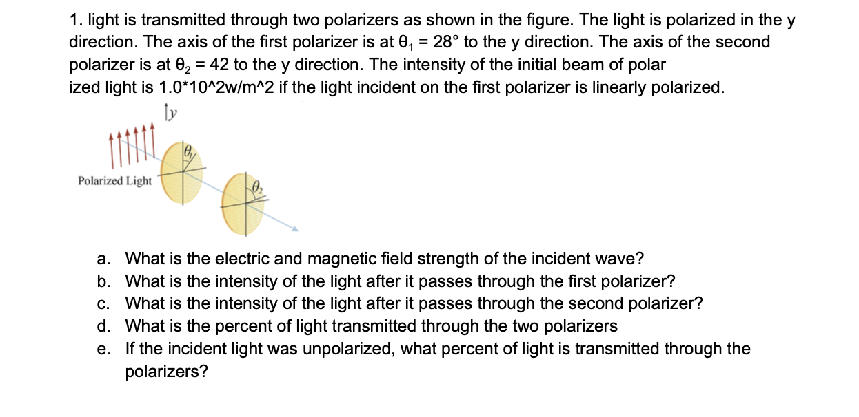 1 . light is transmitted through two polarizers