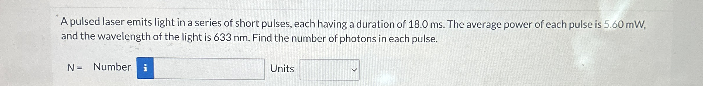 A pulsed laser emits light in a series of short