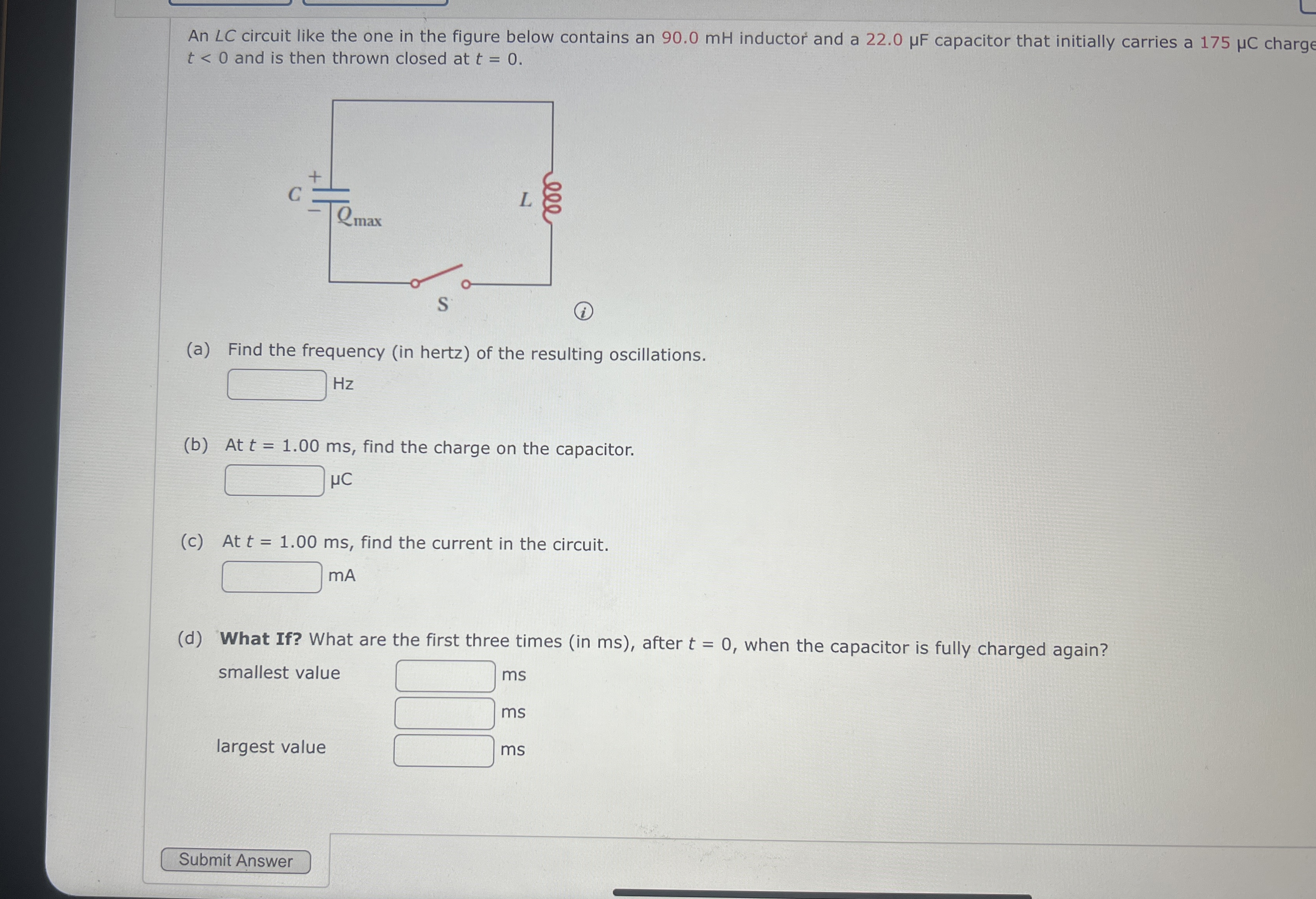 An ? ? C circuit like the one in the figure below