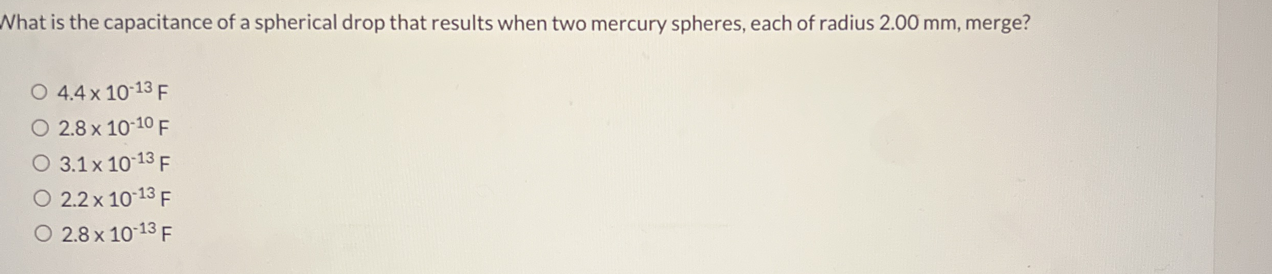 What is the capacitance of a spherical drop that
