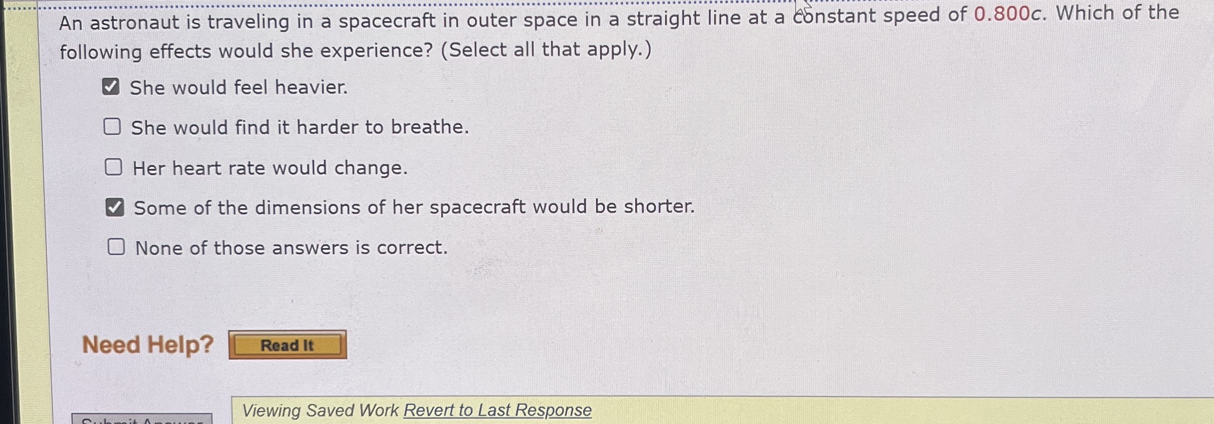 An astronaut is traveling in a spacecraft in