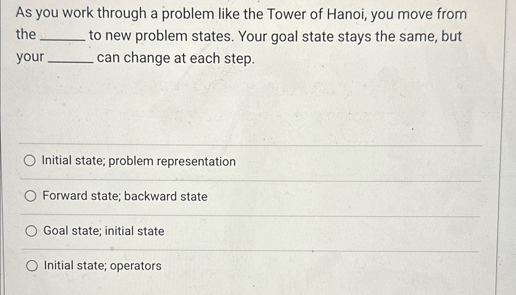 As you work through a problem like the Tower of