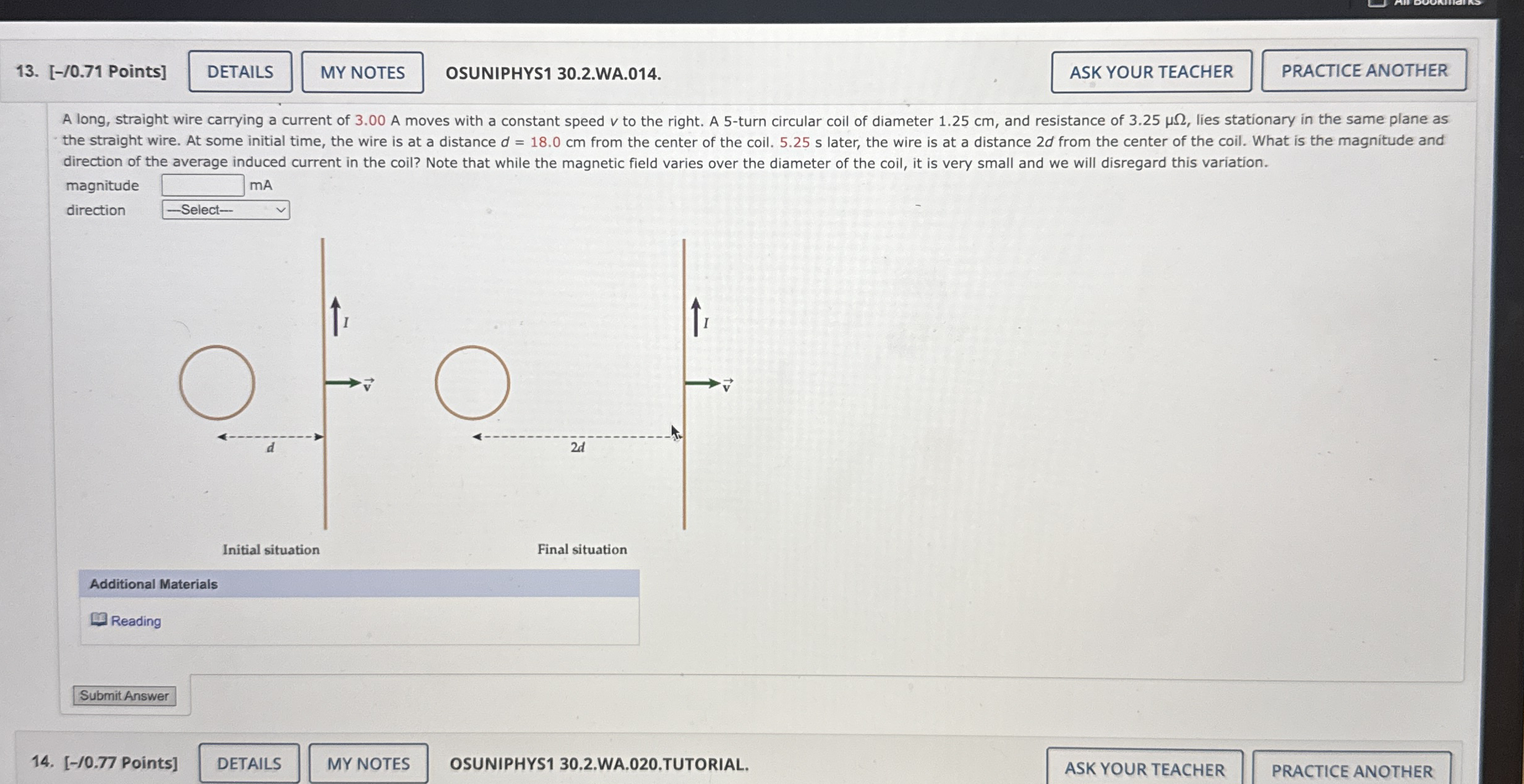 [ - / 0 . 7 1 Points ] OSUNIPHYS 1 3 0 . 2 . WA .