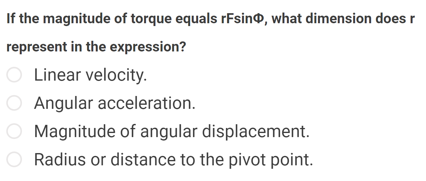 If the magnitude of torque equals \ ( r F \ sin \