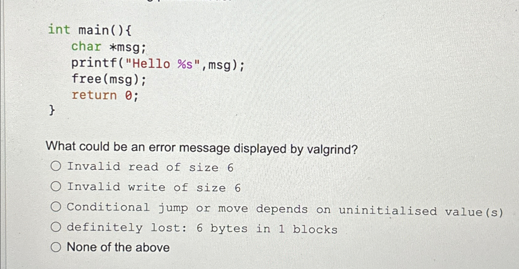 What could be an error message displayed by