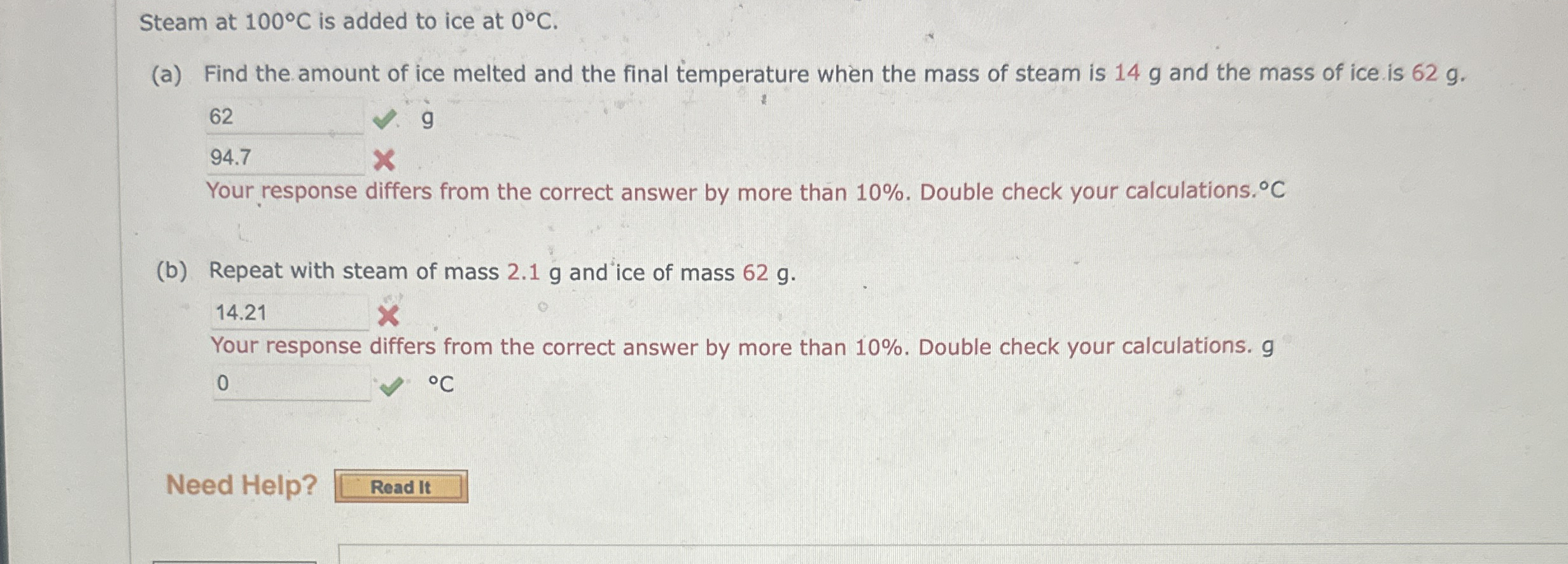 Steam at 1 0 0 C is added to ice at 0 C . ( a )