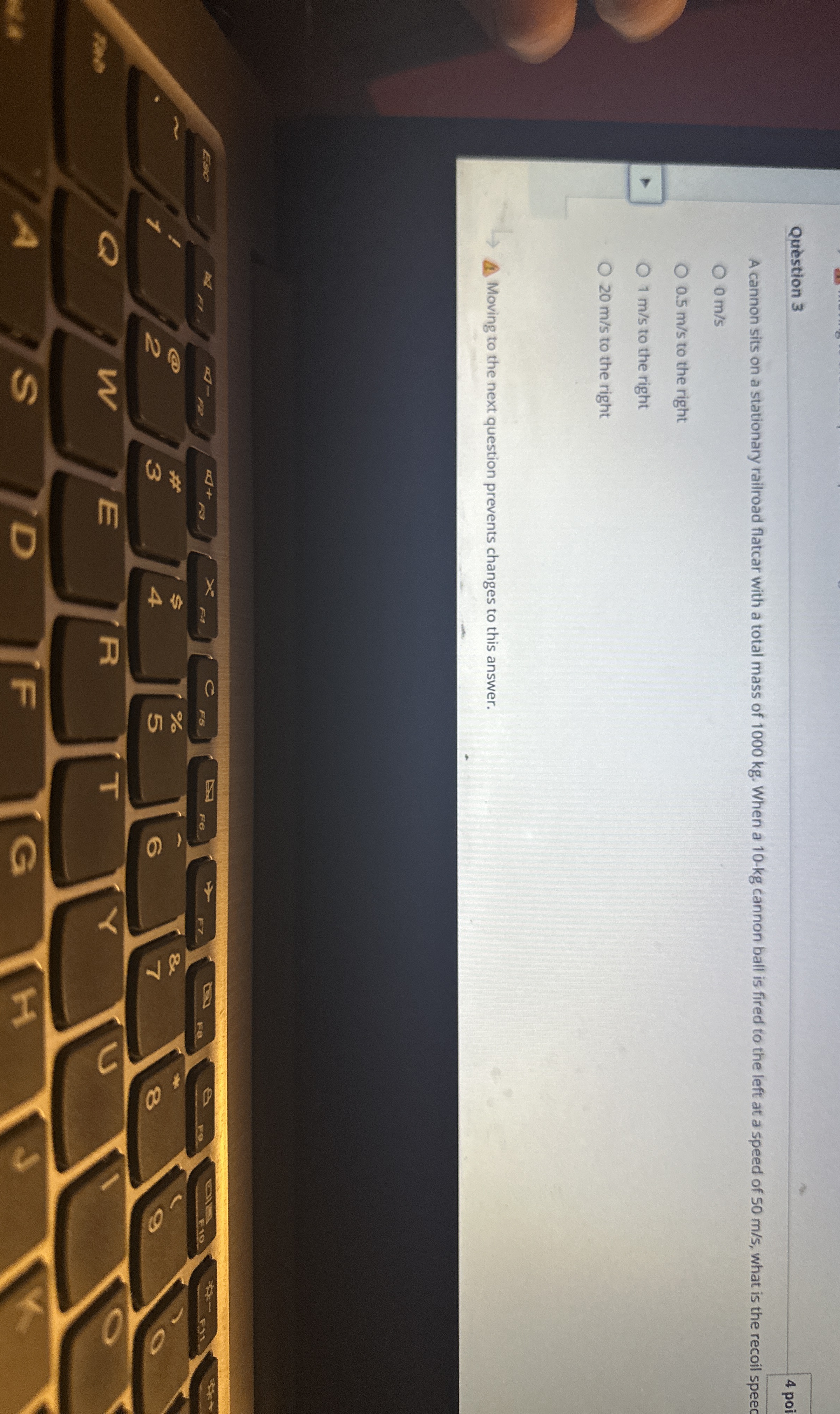 Question 3 4 poi A cannon sits on a stationary