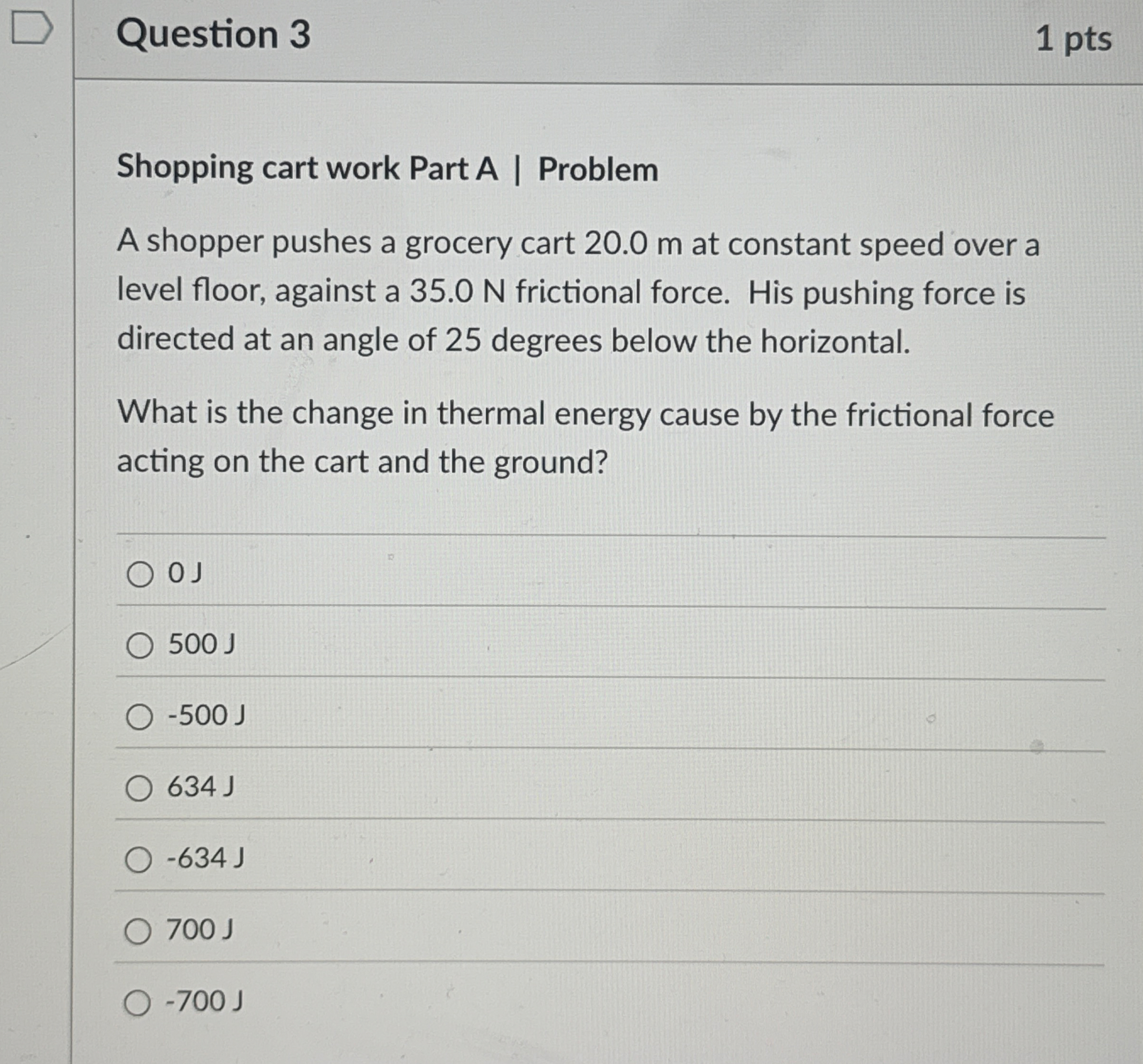 Question 3 1 pts Shopping cart work Part A |