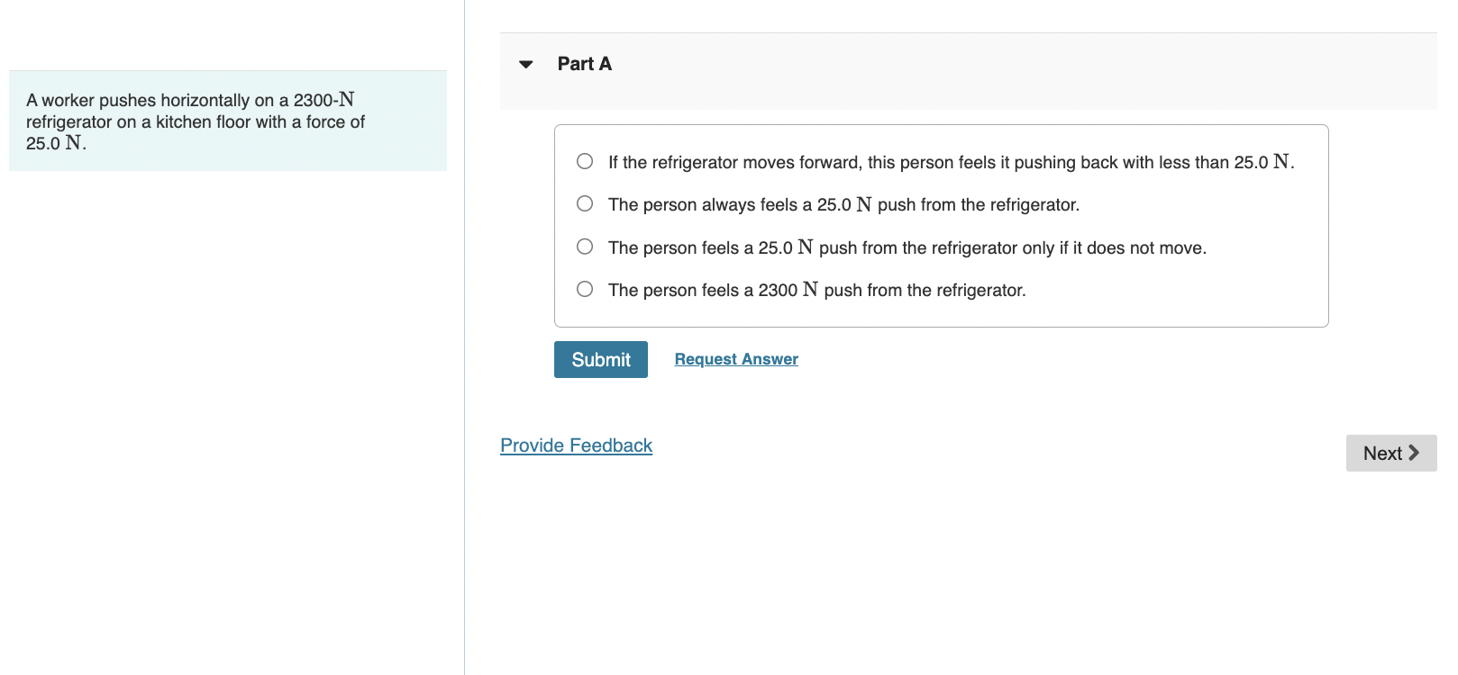 Part A A worker pushes horizontally on a \ ( 2 3