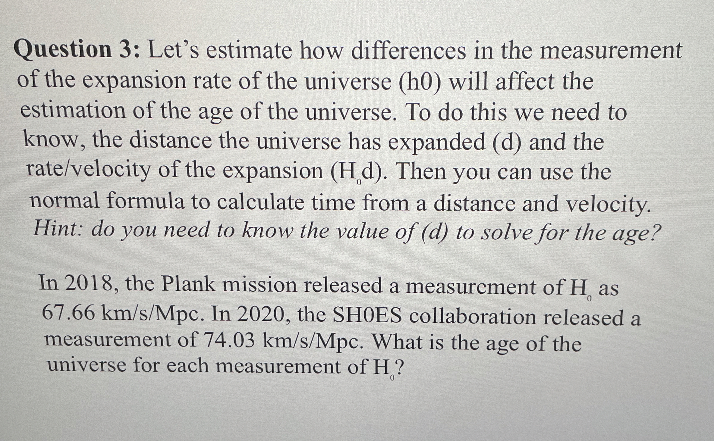 Question 3 : Let's estimate how differences in