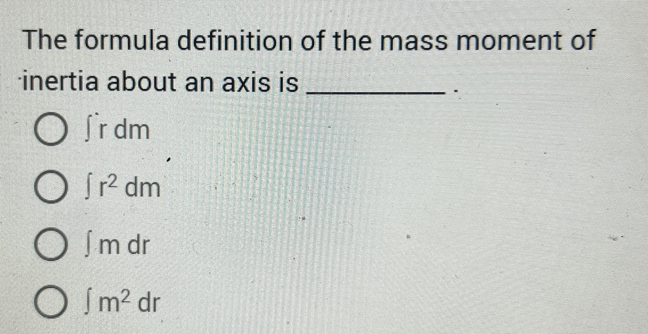 The formula definition of the mass moment of