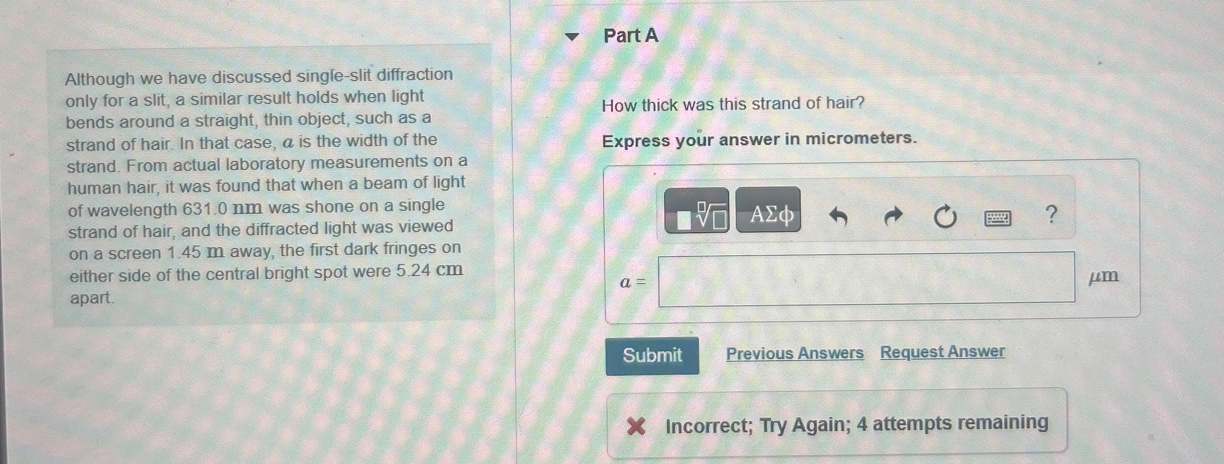 Part A Although we have discussed single - slit