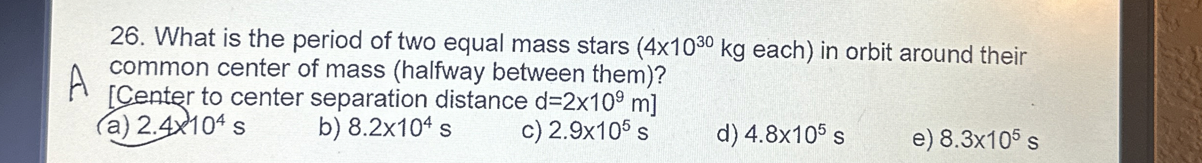 What is the period of two equal mass stars each